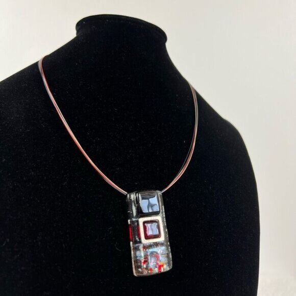 Vintage Resin Art Glass Clasp Closure Necklace Statement Piece - Picture 5 of 15